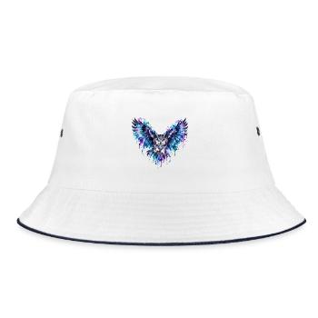 Mystische Eule – Flügel der Freiheit  - Bucket Hat - Weiß/Navy - Vorne