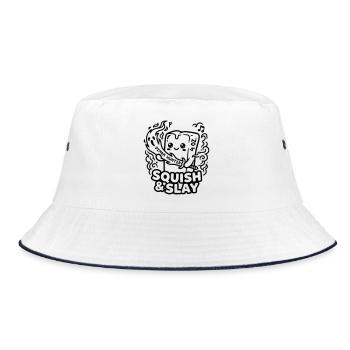 Squish & Slay – Butter Squishy Demon Hunter Kawaii - Bucket Hat - Weiß/Navy - Vorne