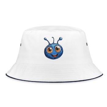 Blauer Schleimheld Cartoon - Bucket Hat - Weiß/Navy - Vorne
