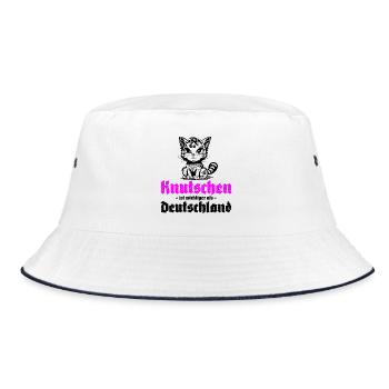 Knutschen ist wichtiger als Deutschland - Bucket Hat - Weiß/Navy - Vorne