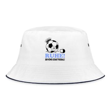 Ruhe Der König schaut guckt Fußball Fußballfan - Bucket Hat - Weiß/Navy - Vorne