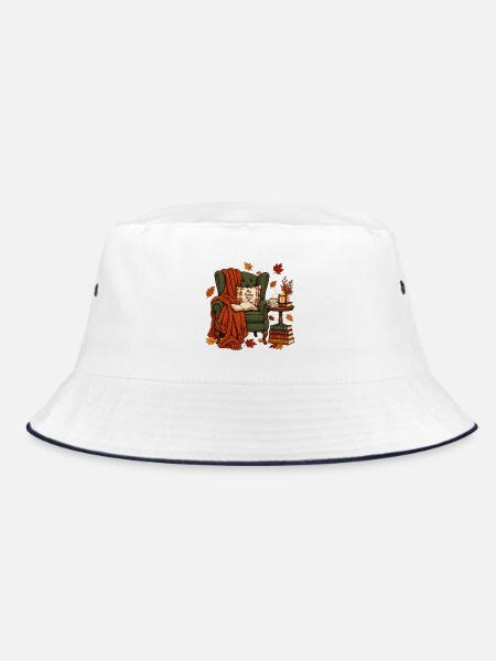 My Happy Place Herbst Lese Ecke - Bucket Hat - Weiß/Navy