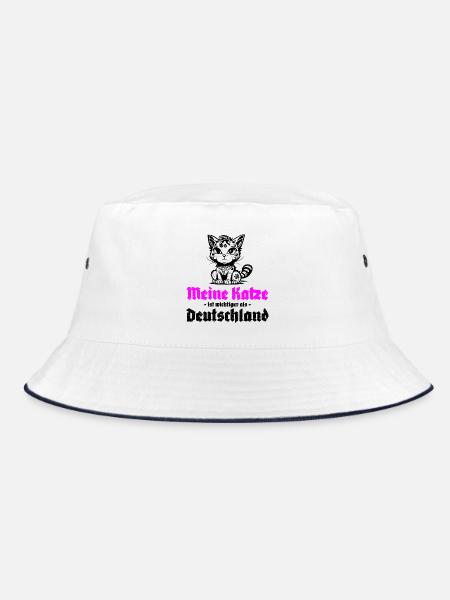 Meine Katze ist wichtiger als Deutschland - Bucket Hat - Weiß/Navy