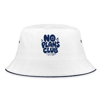 No Plans Club – It's a Feature Not a Bug - Bucket Hat - Weiß/Navy - Vorne