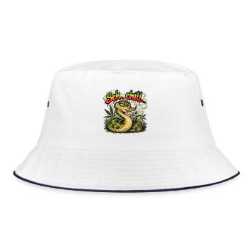 Chill – Bekiffte Schlange | Lustiges Stone Design - Bucket Hat - Weiß/Navy - Vorne