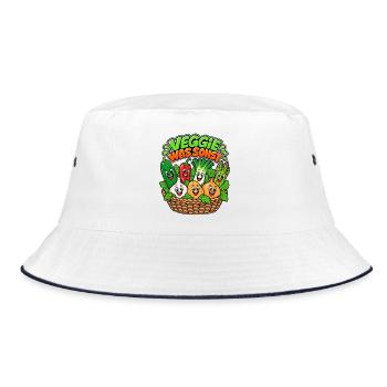 Veggie Was Sonst - Bucket Hat - Weiß/Navy - Vorne