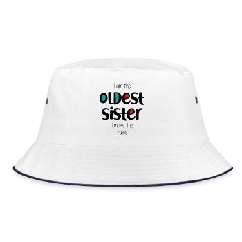 älteste Schwester - Bucket Hat - Weiß/Navy - Vorne