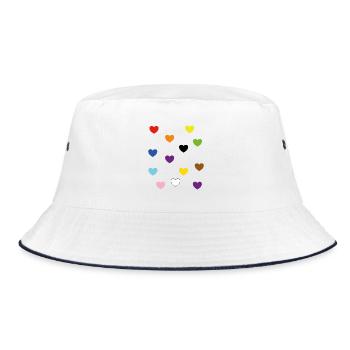 Rainbow Hearts – Inklusive Pride-Farben - Bucket Hat - Weiß/Navy - Vorne
