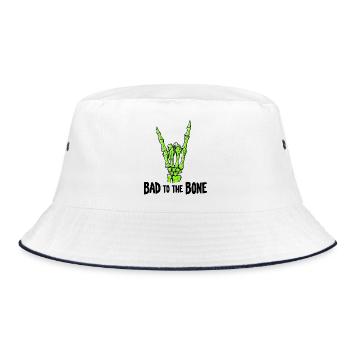 Bad to the Bone Skeleton Rock - Bucket Hat - Weiß/Navy - Vorne