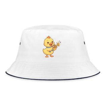 Küken Trompete Musikdesign - Bucket Hat - Weiß/Navy - Vorne