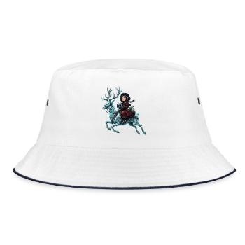 Der Geist des Winters – Keltischer Frostreiter - Bucket Hat - Weiß/Navy - Vorne