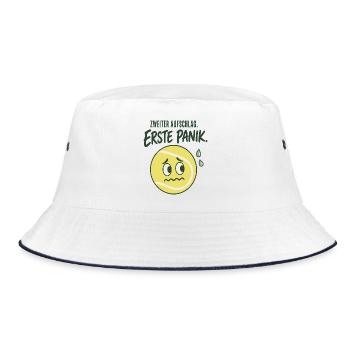 Erste Panik Zweiter Aufschlag Lustiger Tennisball - Bucket Hat - Weiß/Navy - Vorne