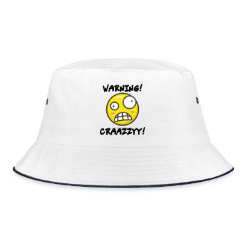 Verrücktes Grins-Symbol - Bucket Hat - Weiß/Navy - Vorne