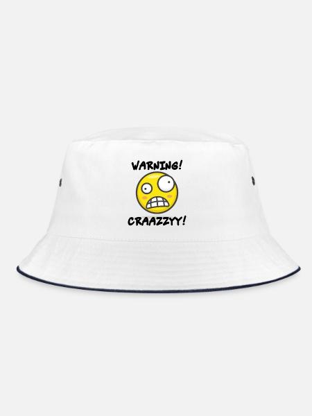 Verrücktes Grins-Symbol - Bucket Hat - Weiß/Navy