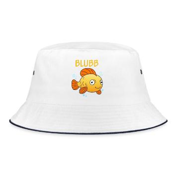 Blubb Goldfisch Süßer Fisch Aquarium Fischchen - Bucket Hat - Weiß/Navy - Vorne