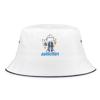 Architekt Architektur Bauplan Beruf Humor Cartoon - Bucket Hat - Weiß/Navy - Vorne
