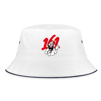 Graffiti-Bärtiger Rebell mit Spray - Bucket Hat - Weiß/Navy - Vorne