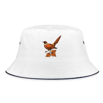 Fasan im goldenen Laub - Bucket Hat - Weiß/Navy - Vorne