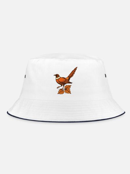 Fasan im goldenen Laub - Bucket Hat - Weiß/Navy