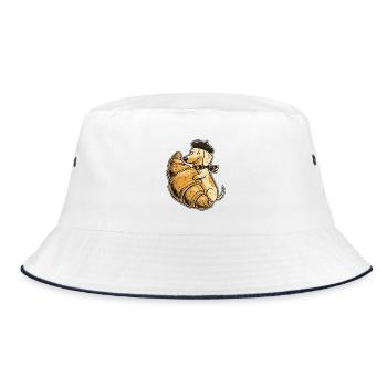 Croissant Hund - Bucket Hat - Weiß/Navy - Vorne