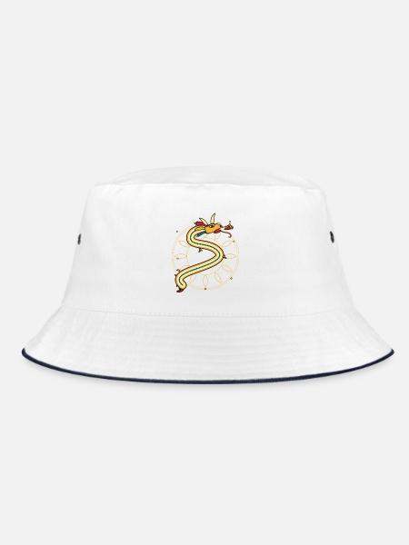 Goldener Drache - Bucket Hat - Weiß/Navy