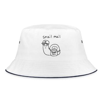 Schneckenpost - Bucket Hat - Weiß/Navy - Vorne