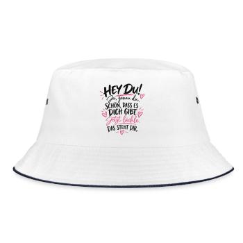 Jetzt lächele: Du bist willkommen - Bucket Hat - Weiß/Navy - Vorne