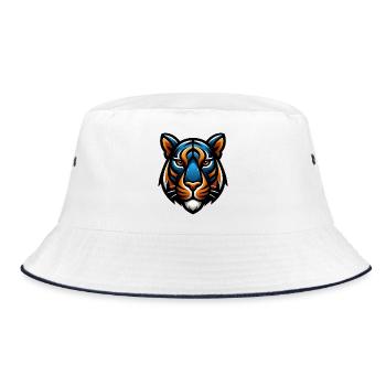 Tiger Kopf Vektor Blau Orange - Bucket Hat - Weiß/Navy - Vorne
