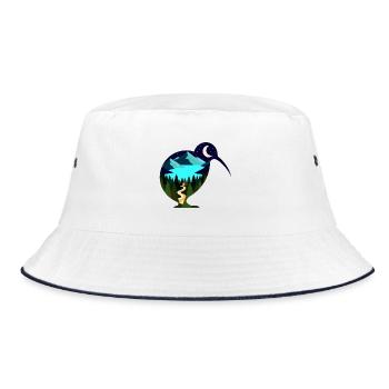 Kiwi Nachtlandschaft - Bucket Hat - Weiß/Navy - Vorne