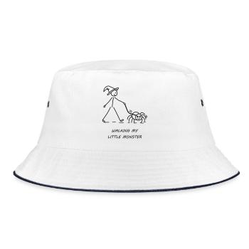 Walking My Little Monster - Bucket Hat - Weiß/Navy - Vorne