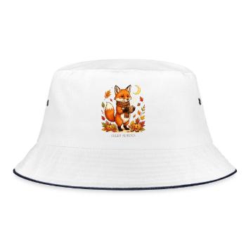 Autumn Fox Cozy Cup Tee - Bucket Hat - Weiß/Navy - Vorne
