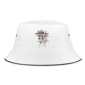Archtectur Farben Geomertie Muster - Bucket Hat - Weiß/Navy - Vorne