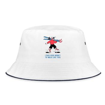 I Paid Good Money To Walk Like This – Ski Shirt - Bucket Hat - Weiß/Navy - Vorne