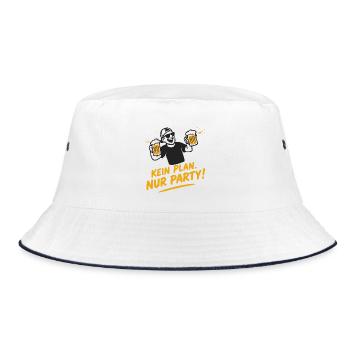 Kein Plan, Nur Party - Bierlaune - Bucket Hat - Weiß/Navy - Vorne