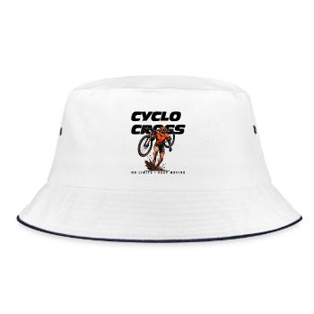 Cyclocross No Limits - Keep Moving Fahrrad T-Shirt - Bucket Hat - Weiß/Navy - Vorne