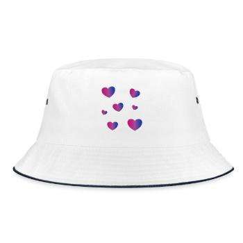 Bi Pride Herzen - Bucket Hat - Weiß/Navy - Vorne
