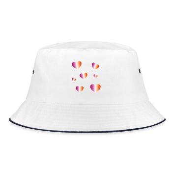 Lesbische Flaggenherzen - Bucket Hat - Weiß/Navy - Vorne