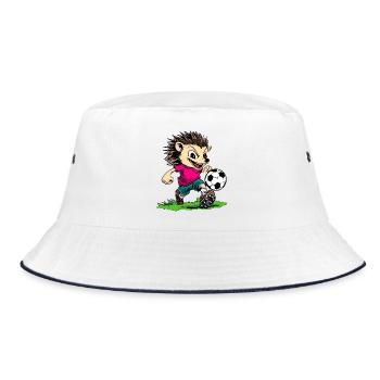 Fussball Igel - Bucket Hat - Weiß/Navy - Vorne