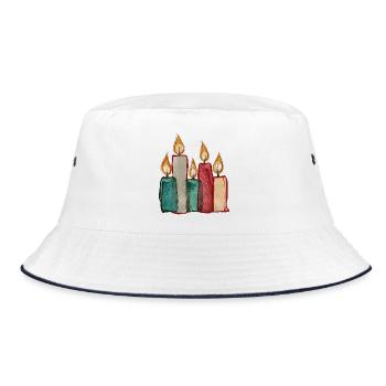 Candle Quartet Aquarell Glow - Bucket Hat - Weiß/Navy - Vorne