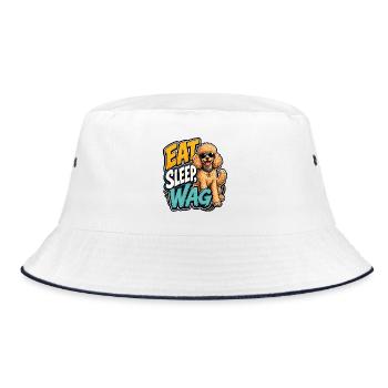 Pudel - Bucket Hat - Weiß/Navy - Vorne