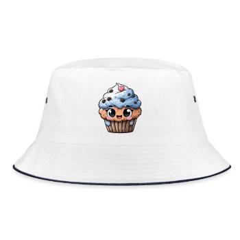 Kawaii Cupcake Herzglück - Bucket Hat - Weiß/Navy - Vorne