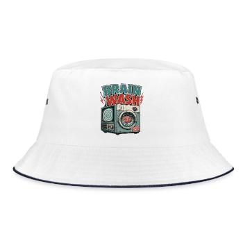BRAIN WASH MACHINE - Bucket Hat - Weiß/Navy - Vorne