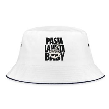 Pasta La Vista Baby – Spaghetti mit Sonnenbrille - Bucket Hat - Weiß/Navy - Vorne