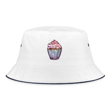 Rosa Aquarell Cupcake - Bucket Hat - Weiß/Navy - Vorne