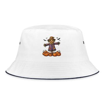 Vogelscheuche auf Kürbissen - Bucket Hat - Weiß/Navy - Vorne