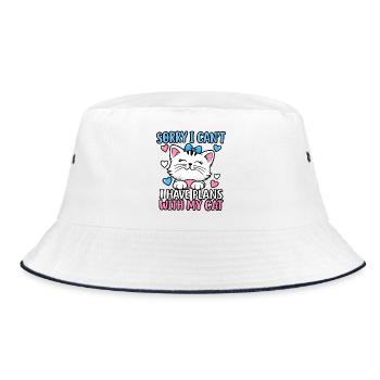 Katzenliebhaber Katzenmama Haustiereltern Kätzchenkunst - Bucket Hat - Weiß/Navy - Vorne