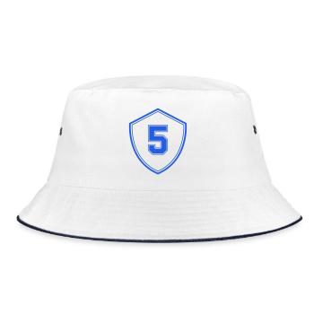 Blauer Schild mit Zahl Fünf - Bucket Hat - Weiß/Navy - Vorne