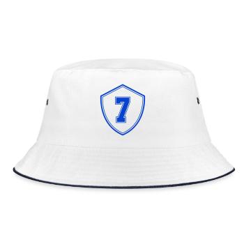 Blaues Sieben Shield Emblem - Bucket Hat - Weiß/Navy - Vorne