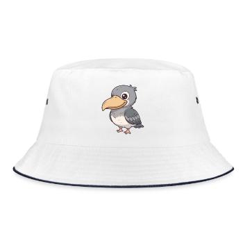 Schuhschnabel Vogel - Bucket Hat - Weiß/Navy - Vorne