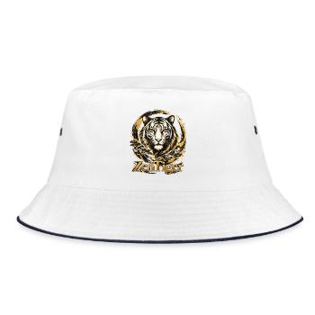 ZenTiger: Goldene Tigerlandschaft - Bucket Hat - Weiß/Navy - Vorne